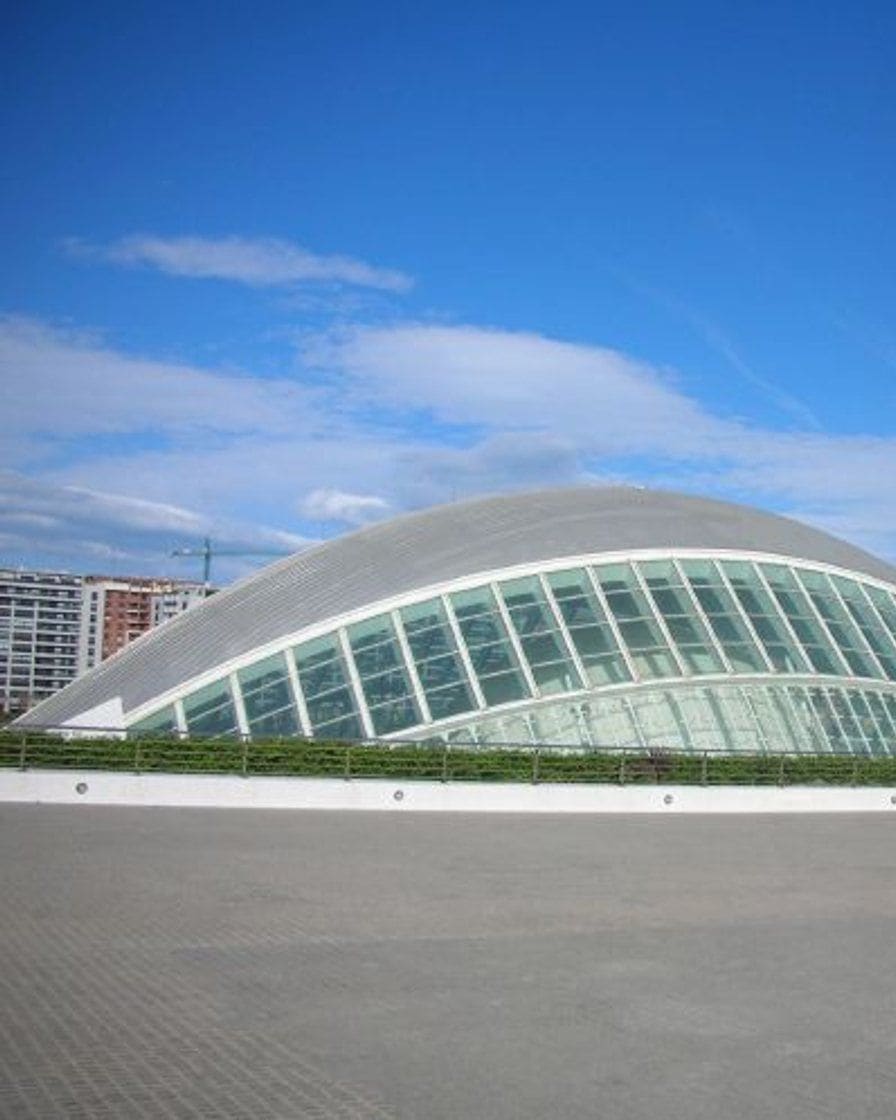 Facciata del Museo Fallero in plaza de Monteolivete a Valencia, edificio bianco di due piani con palme davanti e cielo sereno